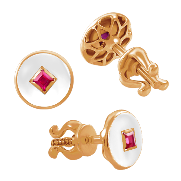 Stud earrings "Solomia" with rubies